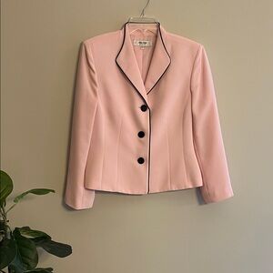 Jones Studio Pink Blazer with Black Trim